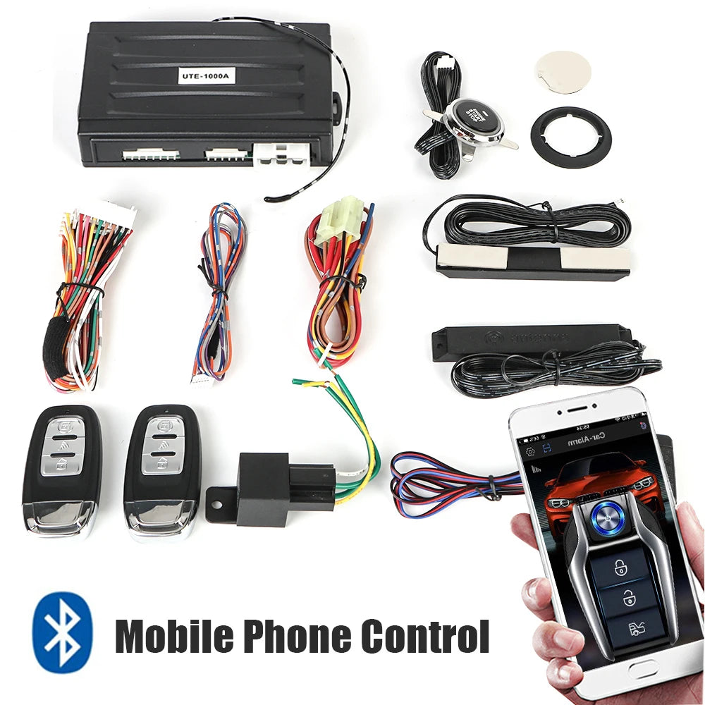 Smartphone Control Universal Remote Start Kit Car Start Stop Keyless Entry System One-button Start Push Systems Zpaxo
