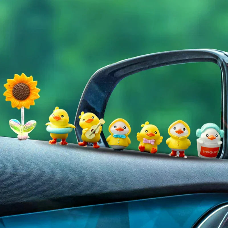 Cartoon Yellow Duck Resin Car Dashboard Ornament Decor