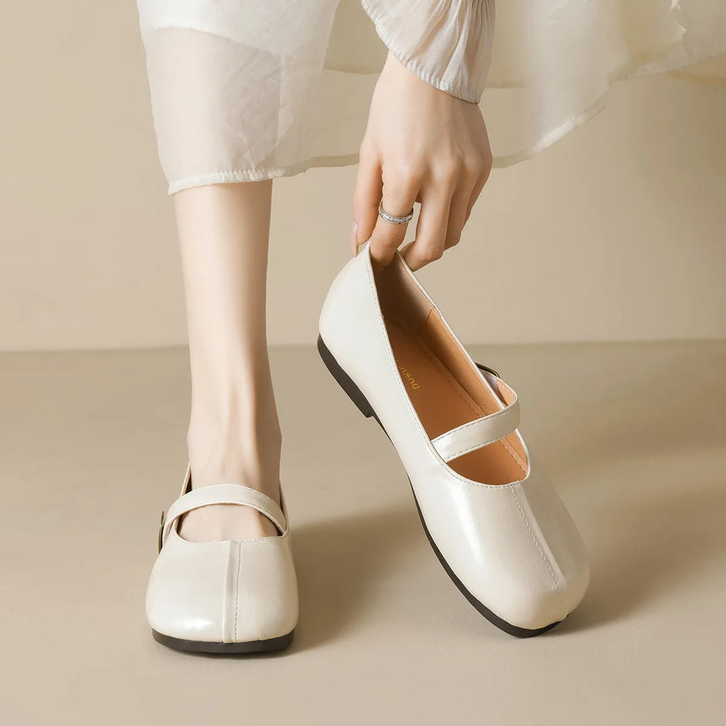 Flat Shoes for Women Spring and Autumn 2025 Round Toe New Style Square Toe Mary Jane Shoes Plus Size Women's Shoes Ladies Zpaxo