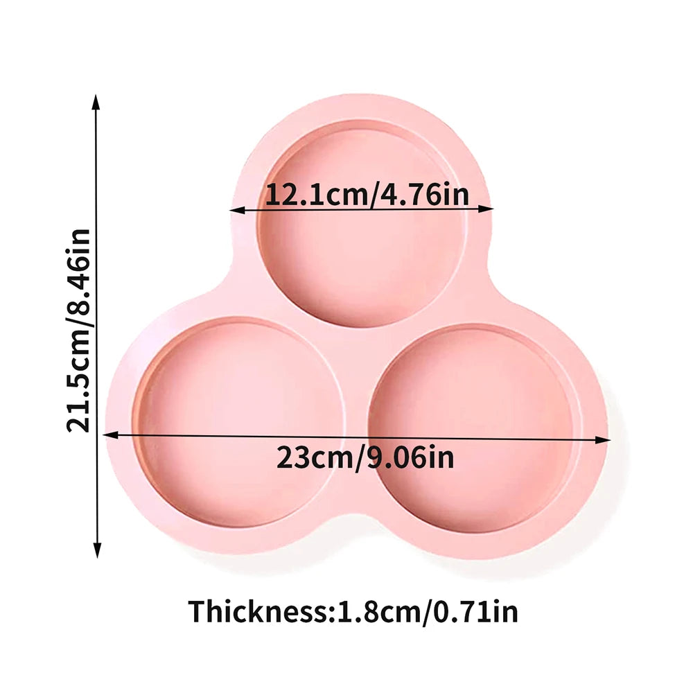Silicone Egg Mold Air Fryer Egg Pan Reusable 3-Cavity Muffin Cake Baking Mould Kitchen Cooking Accessories Zpaxo Pink