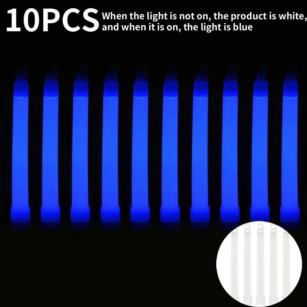 1-50pcs Glow Sticks with Hook 6 inch Fluorescence Light for Hiking Camping Outdoor Emergency Concert Party Light Sticks Zpaxo 10PCS Blue
