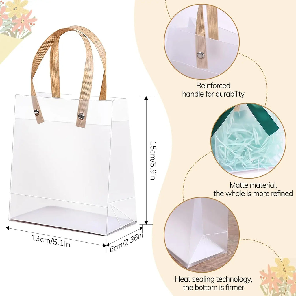 20-Pack Frosted PVC Tote Gift Bags – Birthday, Holiday & Party
