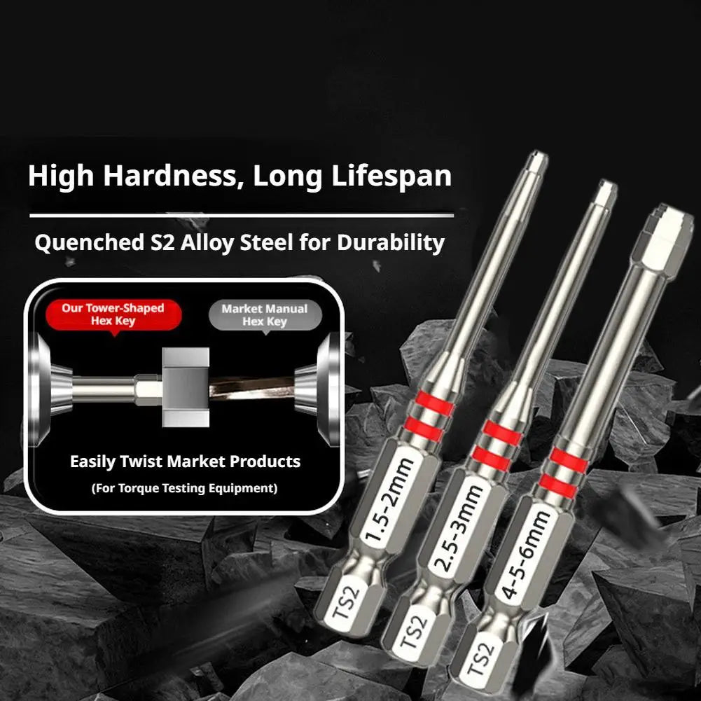 6-Piece Pagoda Step Hex Screwdriver Bits – S2 Steel Magnetic Hex Screwdriver Bit Set Zpaxo