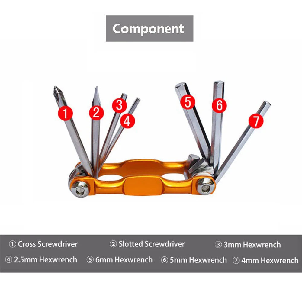 Lightweight Portable 7 in 1 Mountain Bike Cycling Multi Repair Tools Kit Bicycle Repaire Set Spoke Hex Allen Wrench Screwdrivers Zpaxo