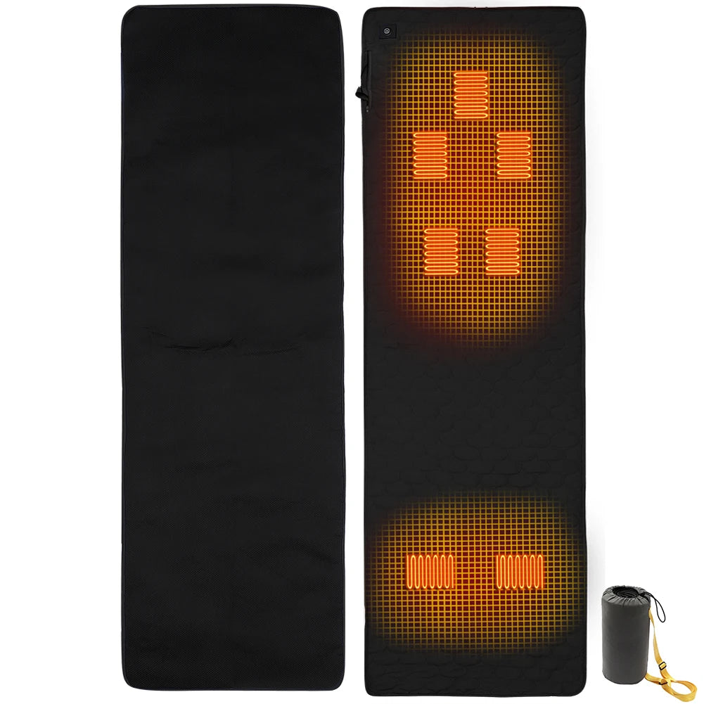 USB Heating Sleeping Mat 7 Zones Heated Mattress Adjustable Temperature Electric Heating Pad for Outdoor Camping Tent Mat Zpaxo Black 1