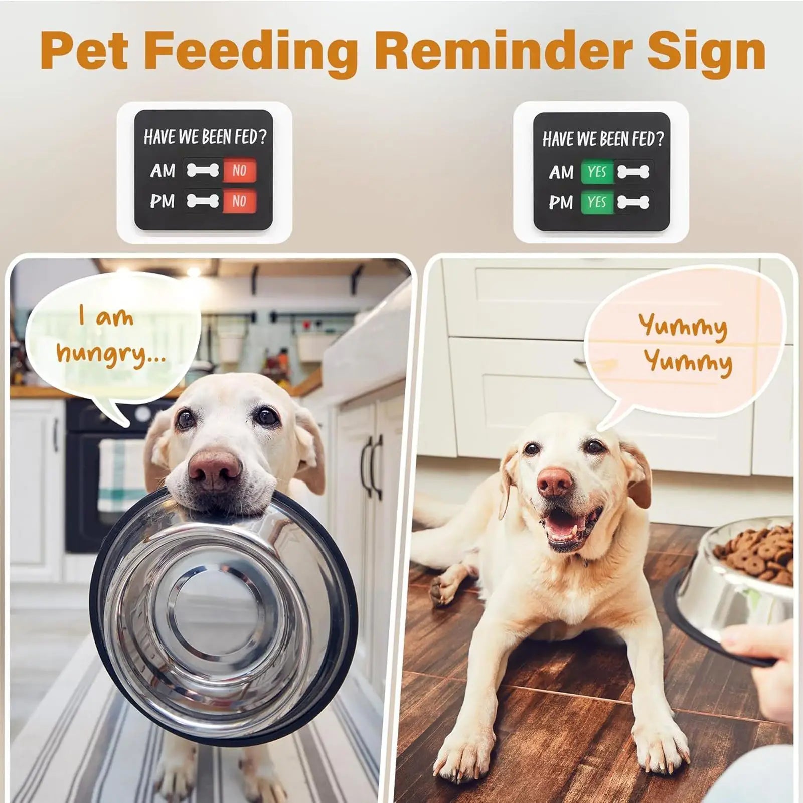 Cat Dog Fed Sign Have We Been Chart Magnet Fridge AM PM Feeding