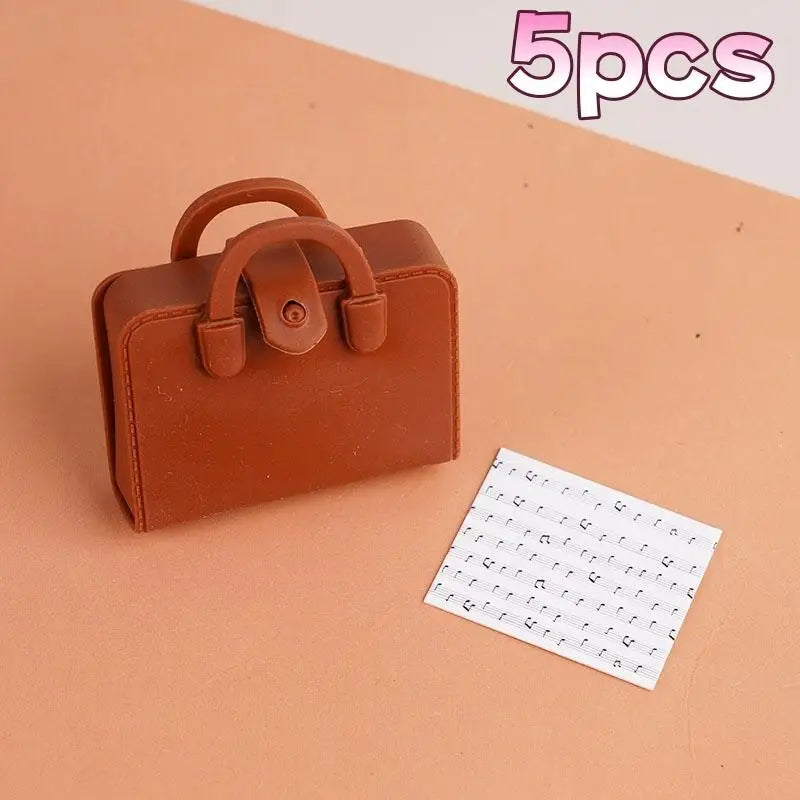 ▶5Pcs Dolls Mini Bags Clothes Accessories 1/12 Dollhouse Simulated Handbag School Bag Music Score Model Study Decoration Toys Zpaxo A2