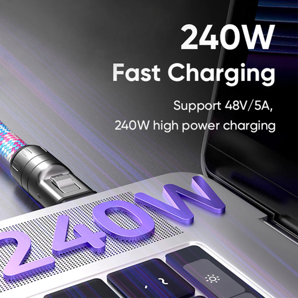 Type C Cable with Lanyard Phone Lanyard Charging Cable Type C to Type C 240W Smart Chip PD Charging Data Sync Zpaxo