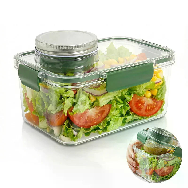 Salad Container For Lunch With Vertical Layering & Dressing Holder, Airtight Salad Pod With Fork, Portable Leakproof Organizer Zpaxo