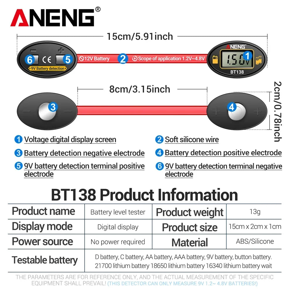 ANENG BT138 Battery Cell Lithium Test Display Tester Power Bank