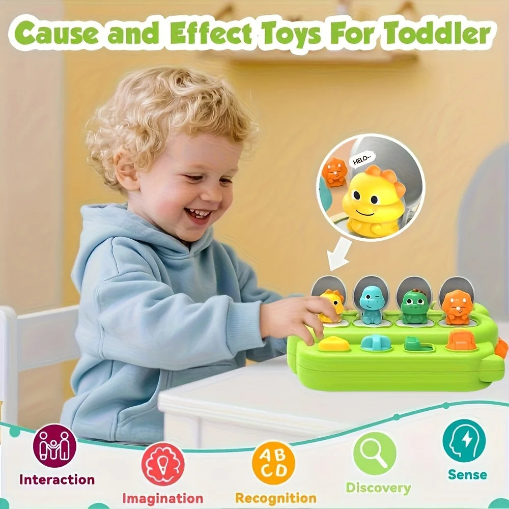 Green Dinosaur Peekaboo Puzzle Box Interactive Educational Toy