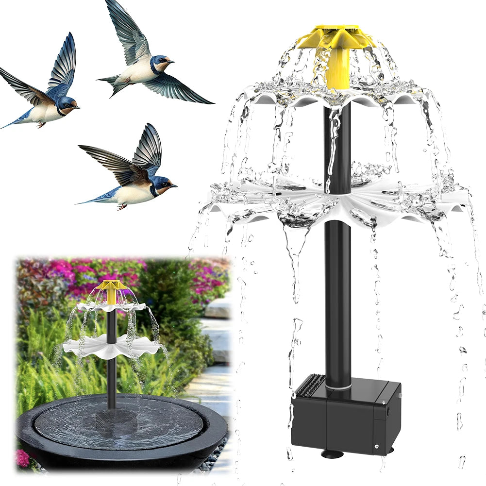 3 Tiered Water Fountain with Solar Panel Water Fountain and Birdbath Water Fountain with Birdbath for Yard Patio Deck Decoration Zpaxo