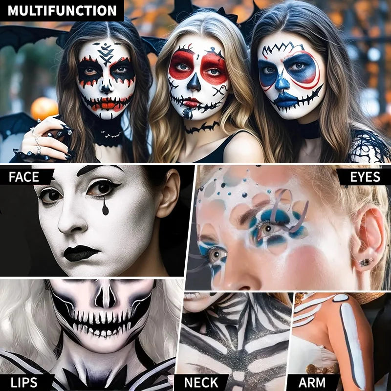30g Face Paint Kit,Water Activated Monochromatic Face Body Painting Makeup Palette Cosplay Paint Palette SFX Joker Zombie Makeup Zpaxo