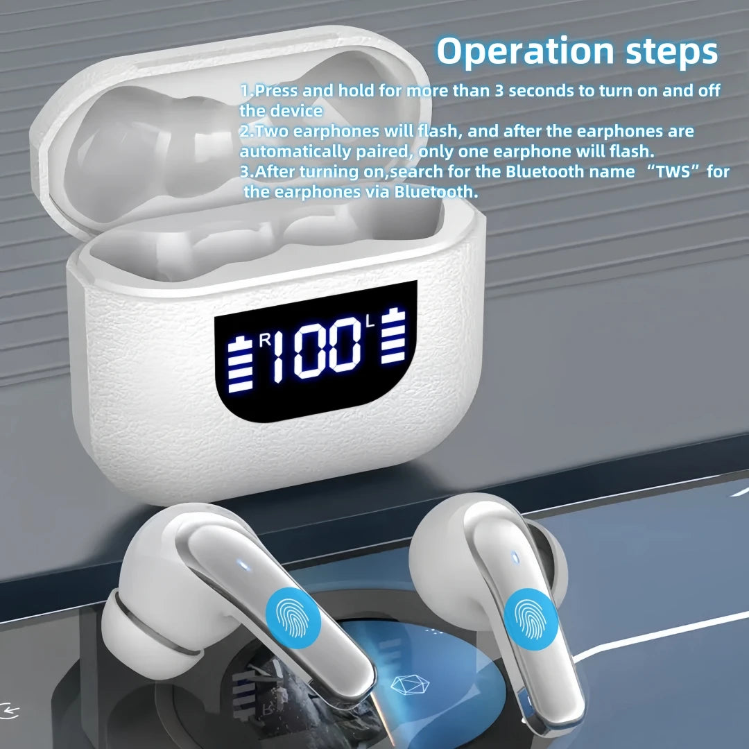 Headphones True Wireless Earbuds 60H Playback Ear Buds Charging Case