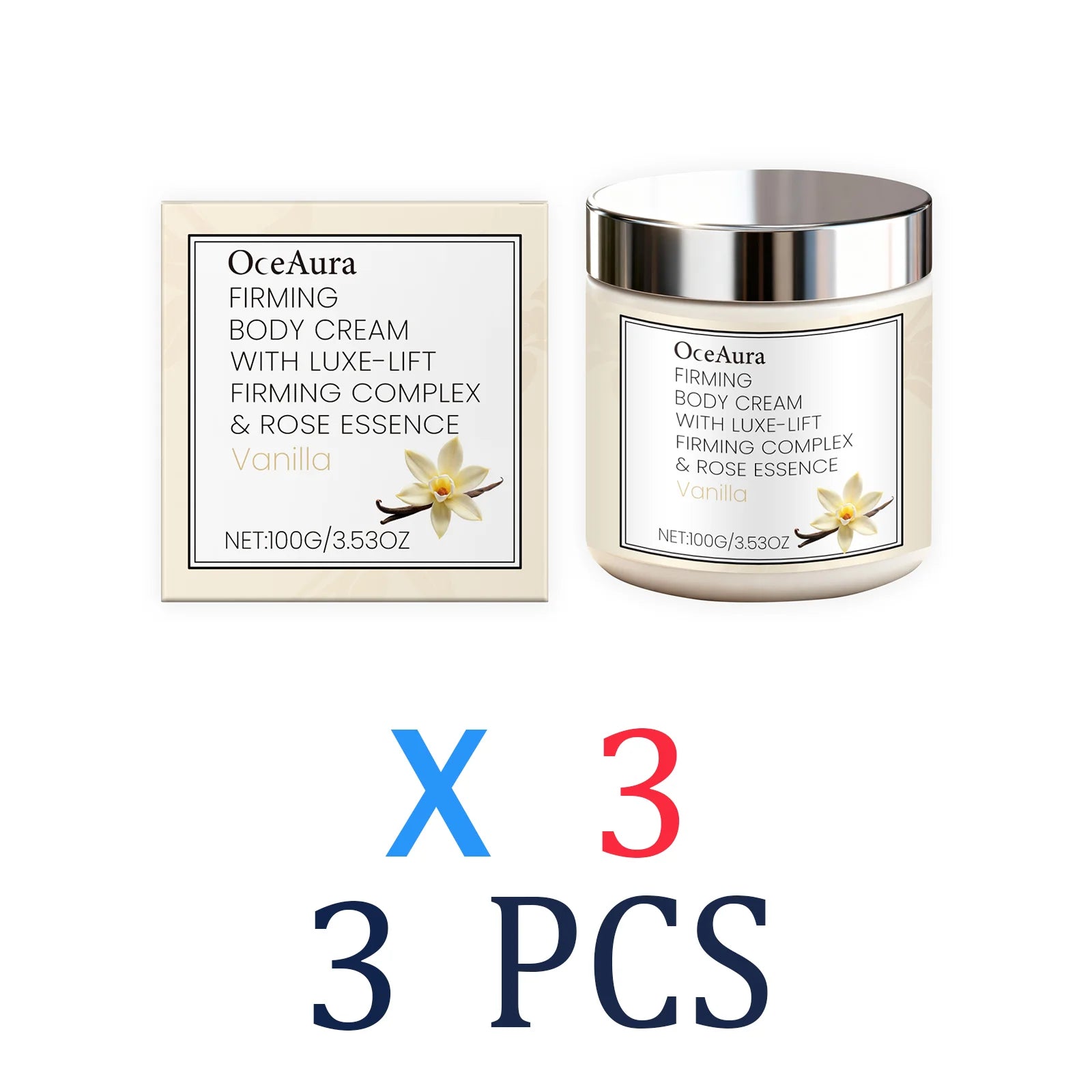 Vanilla Scented Body Cream Firming Moisturizer for Dry Skin Deep Hydration Wrinkle Smoothing Cream Rich Nourishing Body Butter Zpaxo 3 Pcs