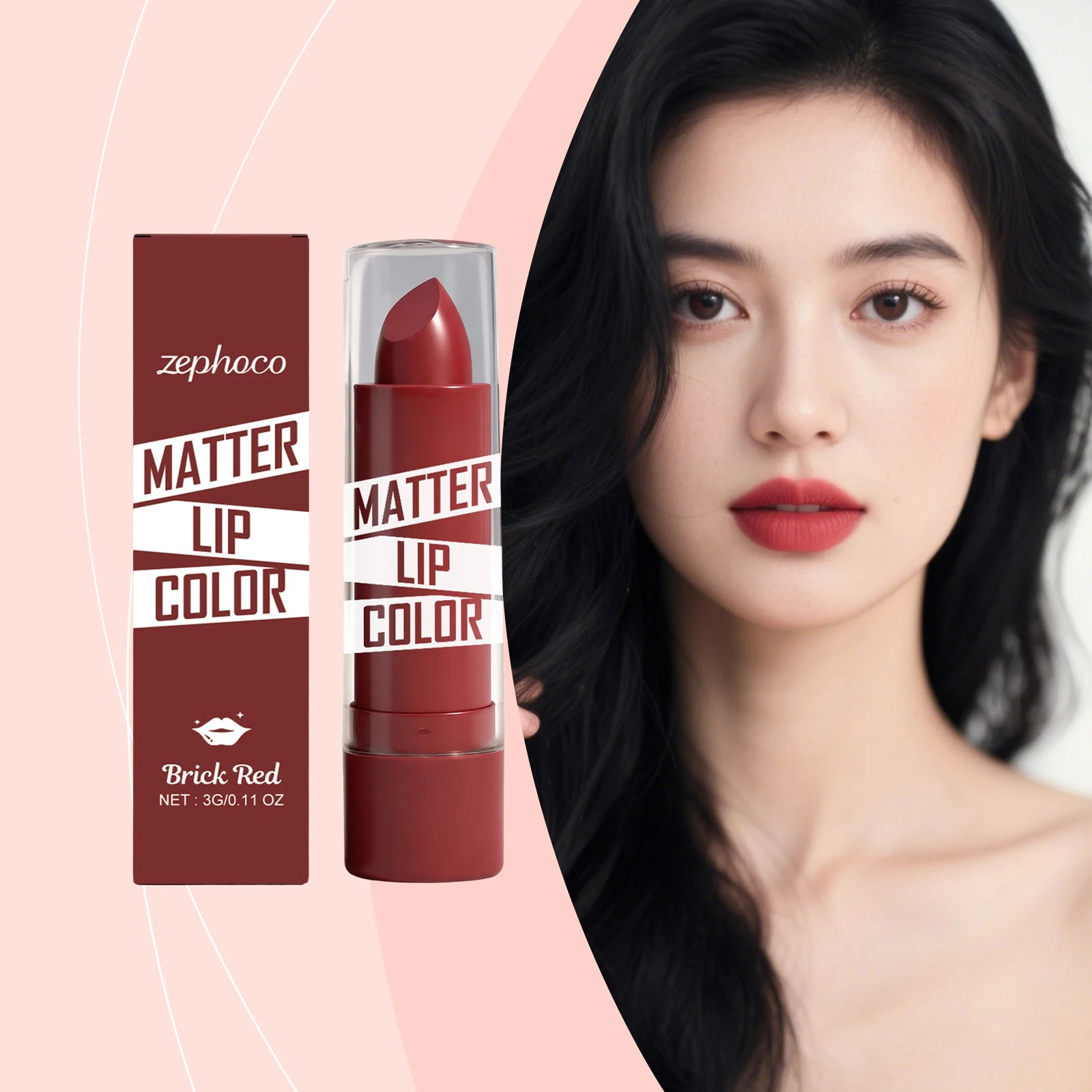 Brick red moisturizing lipstick, gives natural lip color, non-transfer, smooth for everyday use Zpaxo