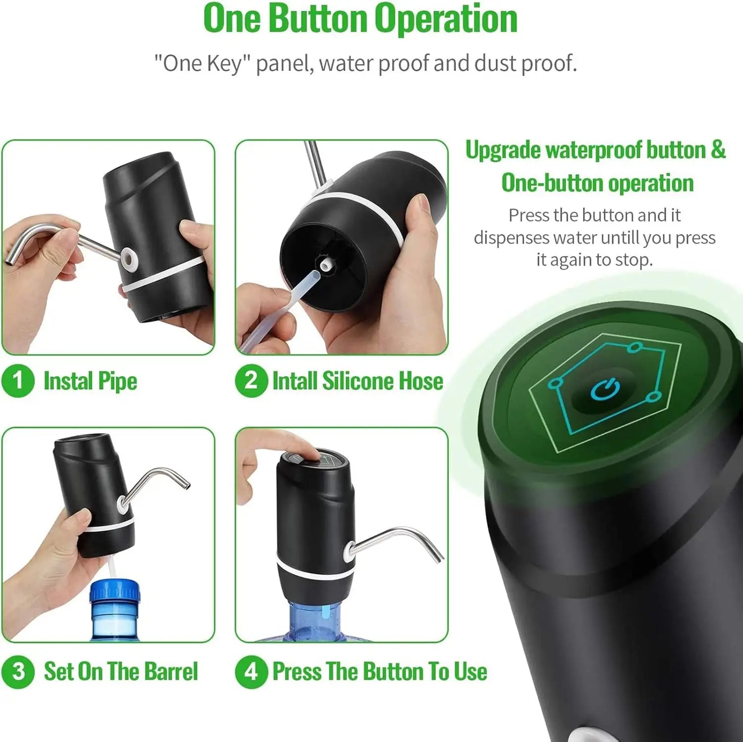 Water Pump Electric Drinking Portable Water Dispenser Universal USB Charging Water Bottle Pump For 2-5 Gallon Zpaxo
