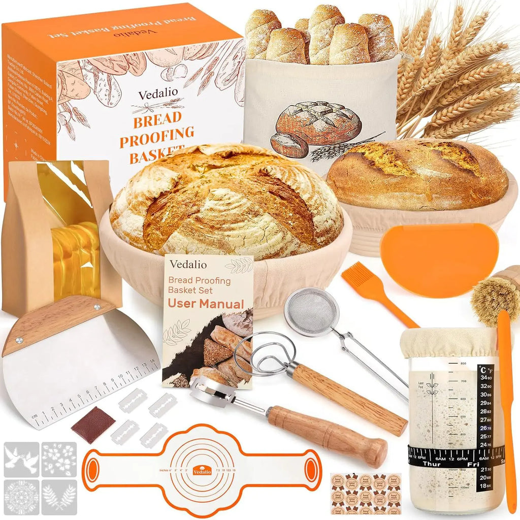 Professional Sourdough Bread Starter Kit 37 PCS Sourdough Bread Baking Supplies with Starter Jar Bread Sling Dough Whisk Bags Zpaxo suit 37 pcs