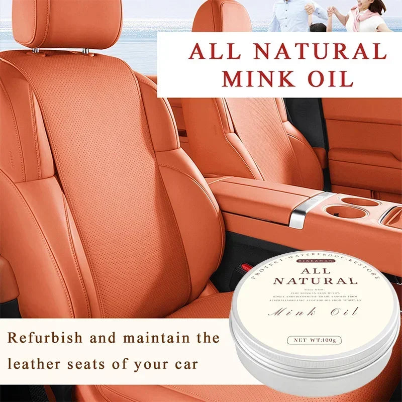 Car Leather Cleaning cream Seat Maintenance Care Oil Leather Restoration Mink Oil Cream Leather Sofa car Interior Polishing Zpaxo