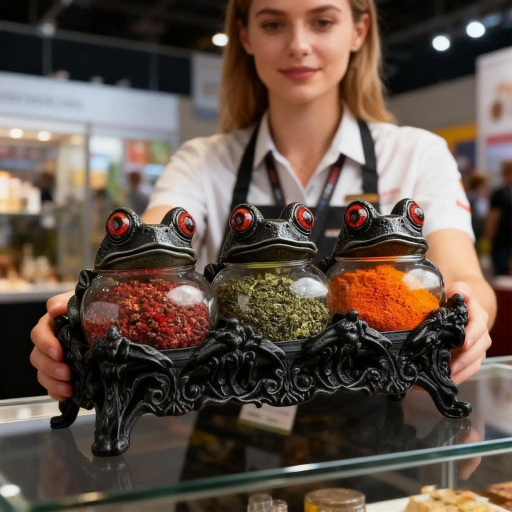 Seasoning Jars Frog Design Salt Pepper Organization Canister Apothecary Jar with Lids for Kitchen Pantry Cabinet Counter Food Zpaxo