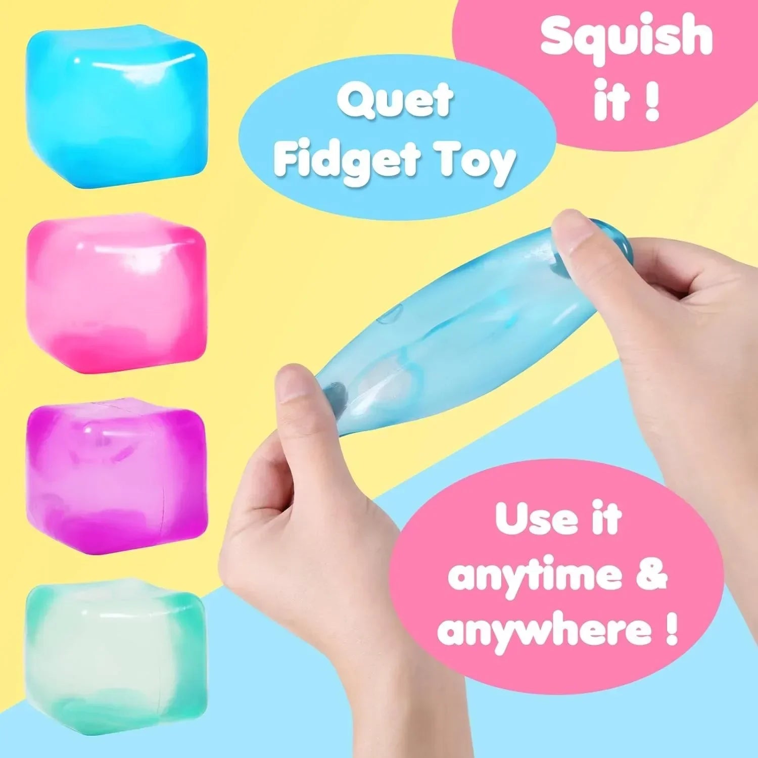 Gel Ice Cube Squishy Stress Ball – Fidget Sensory Squeeze Toy Squishy Stress Toy Zpaxo