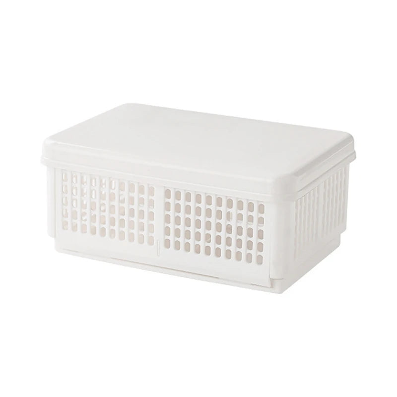 Stackable Storage Container Ventilated Lid for Freshing Easy Fold Outdoor Activities Sturdy Kitchen Organizers Zpaxo White CN