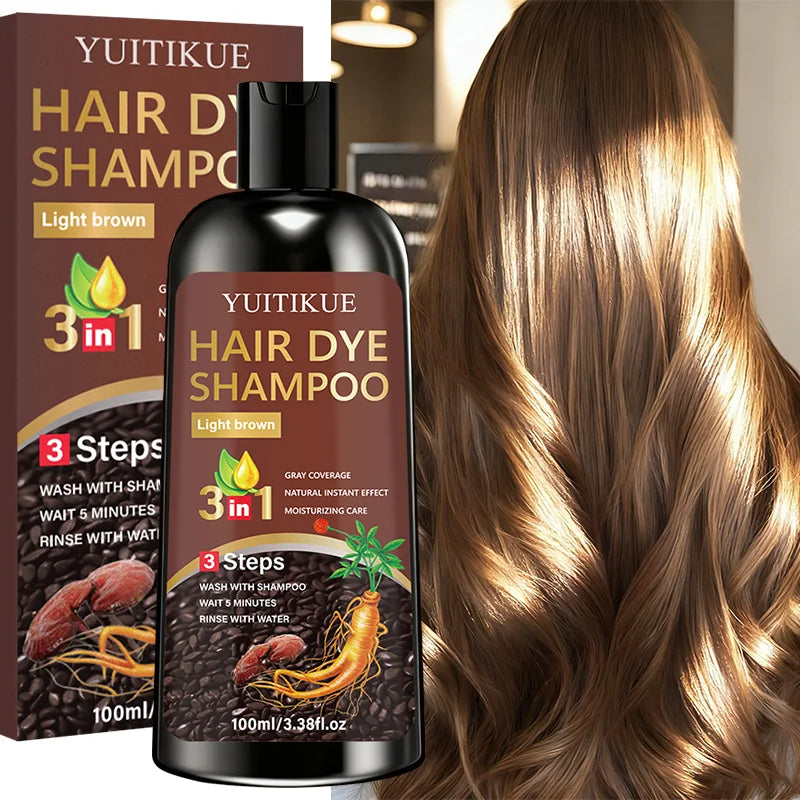 YUITIKUE 3-in-1 Light Brown Hair Dye Shampoo – Cover Gray Hair Hair Dye Shampoo Zpaxo