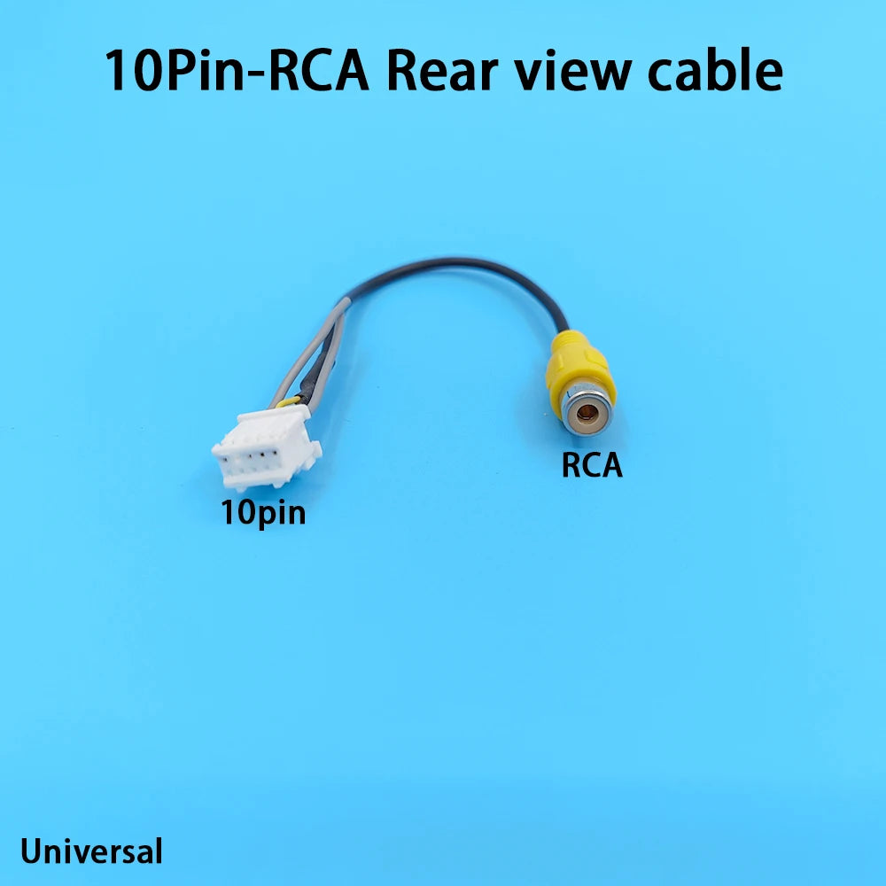 Car Rear View RCA Cable Backup Camera Adaptor 10Pin-RCA Stereo Radio