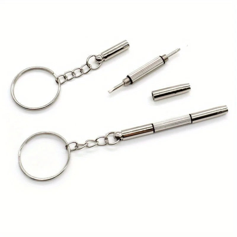 Stainless Steel Eyeglass Screwdrivers Keyring Interchangeable Tips