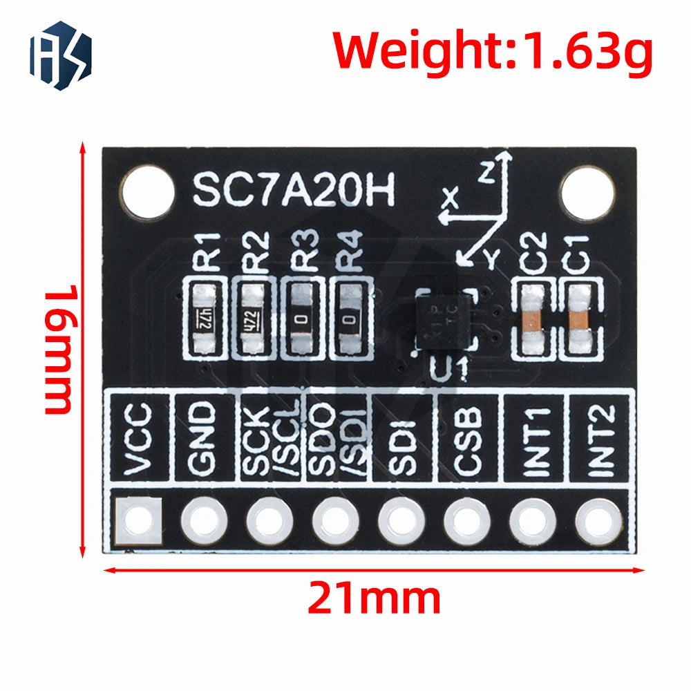 High-precision SC7A20H 3-Axis Accelerometer Tilt Angle Sensing Module Zpaxo