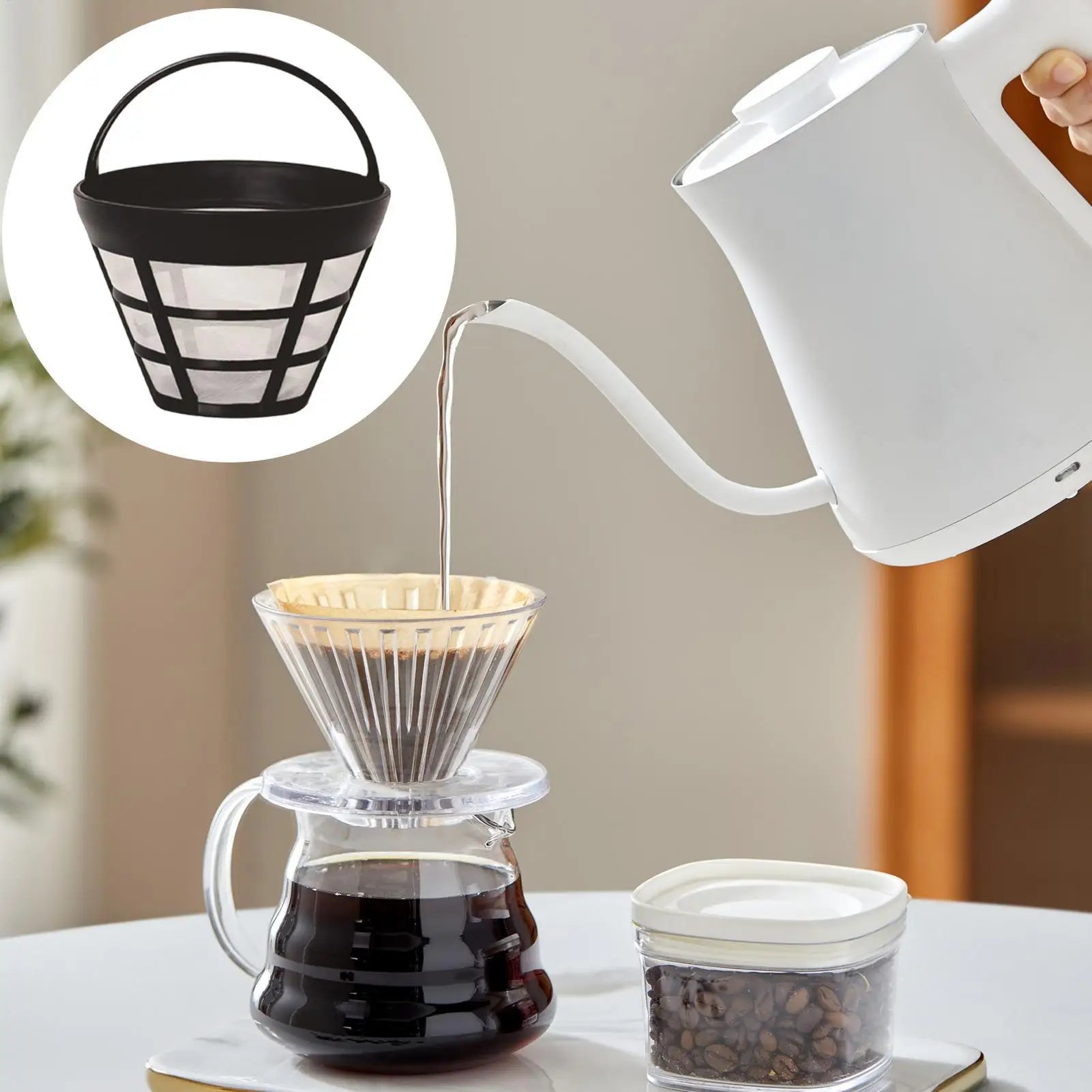 Reusable Coffee Filter Basket Cone Shape Fine Mesh Strainer Cup Maker