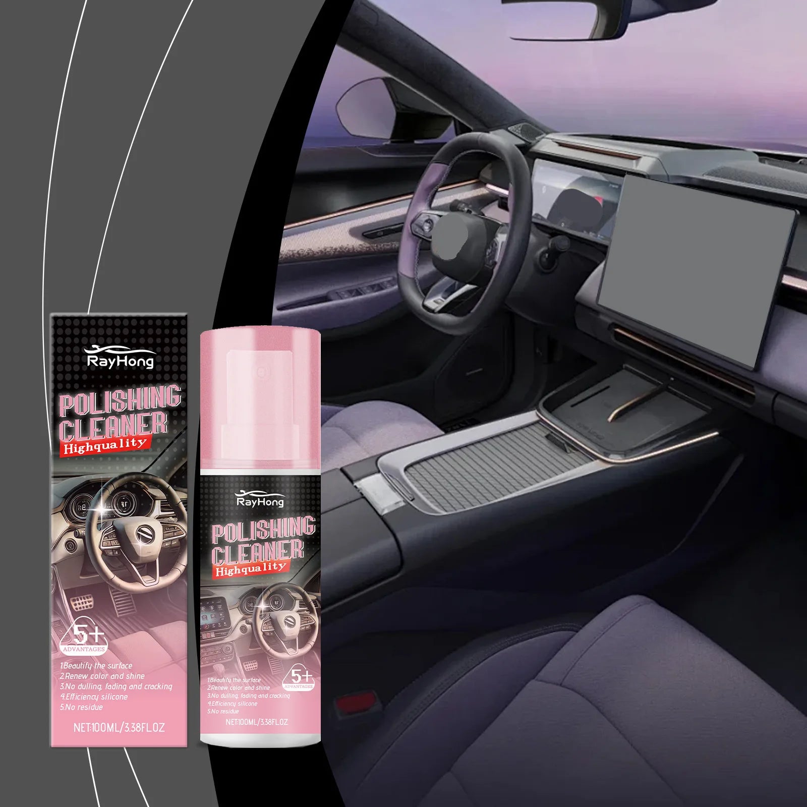 Car Interior Polishing Agent Versatile Interior Cleaning Stubborn Dirt Stain Grease Dust Polish Leather High Gloss Polish Agent Zpaxo