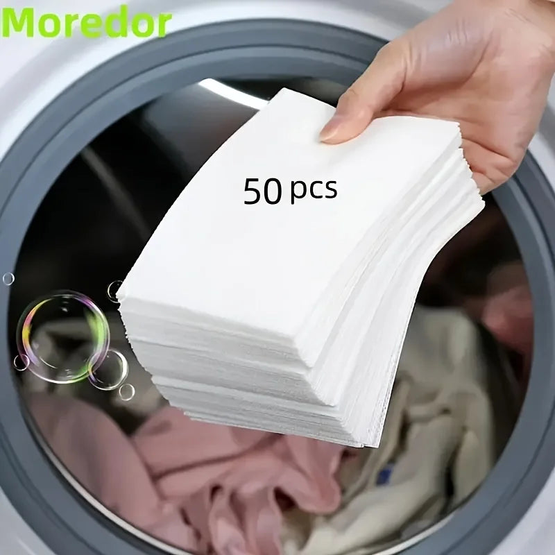 50Pcs Plastic-Free Laundry Detergent Tablets, Hypoallergenic Liquid-Free Laundry Tablets - Powerful Decontamination and Biodegradable Cleaning Strips! for Commercial/Laundry Room, Home Dormitory, Travel, Camping Style and Han Zpaxo