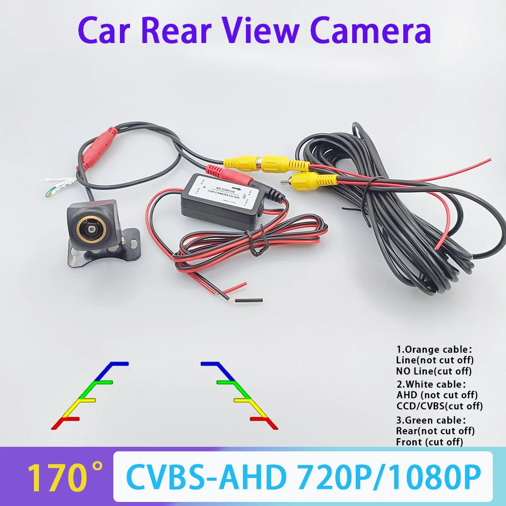170 Degree AHD 1080P CVBS Car Rear View Camera 12V Power Filters