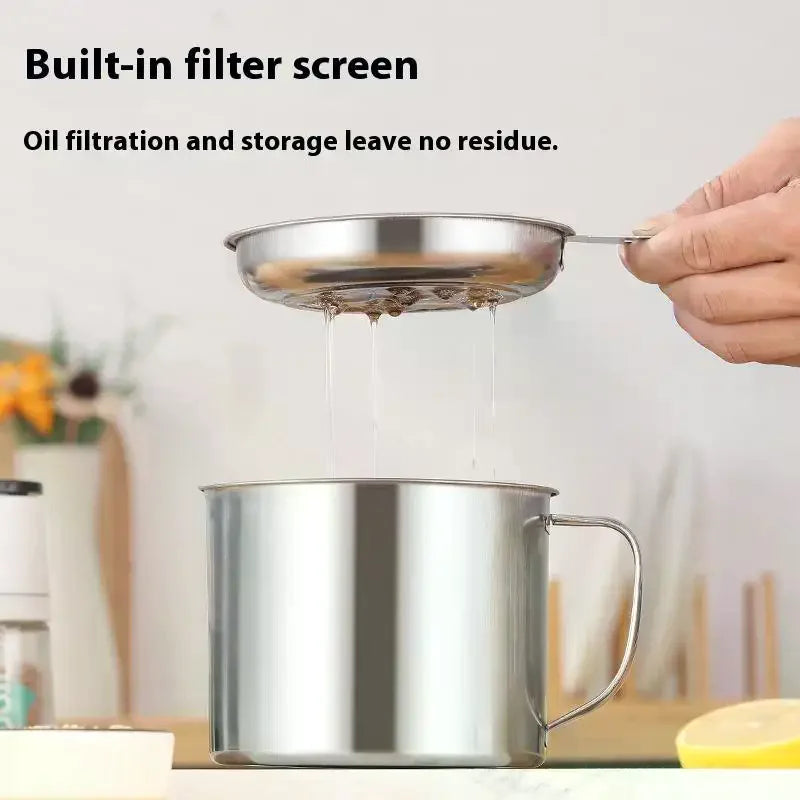 Stainless Steel Oil Strainer Pot Container Jug Storage Can Filter Zpaxo