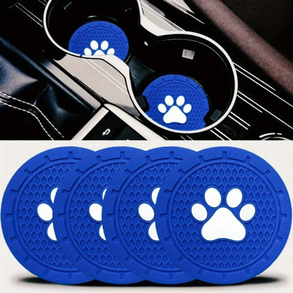 Paw Print Design Car Cup Holder Coaster Strong Wear-resistan Round Zpaxo
