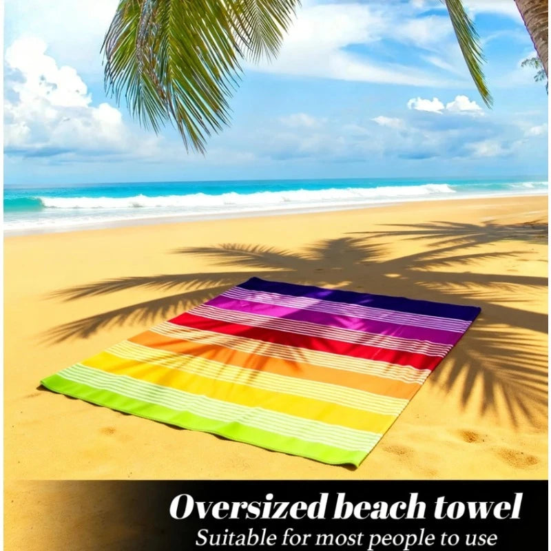 Extra Large Rainbow Stripe Beach Towel Soft Microfiber Quick-dry Wrap
