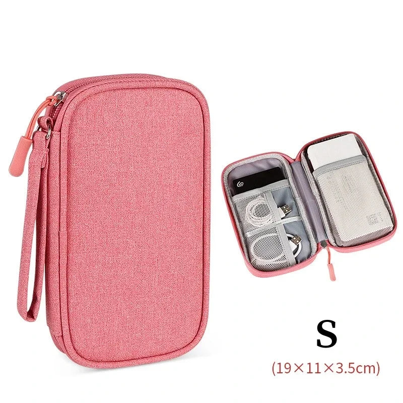 Large Size Travel Organizer Bag Cable Storage Organizers Pouch Carry Case Portable Waterproof Storage Bags for Cable Cord Zpaxo Pink S