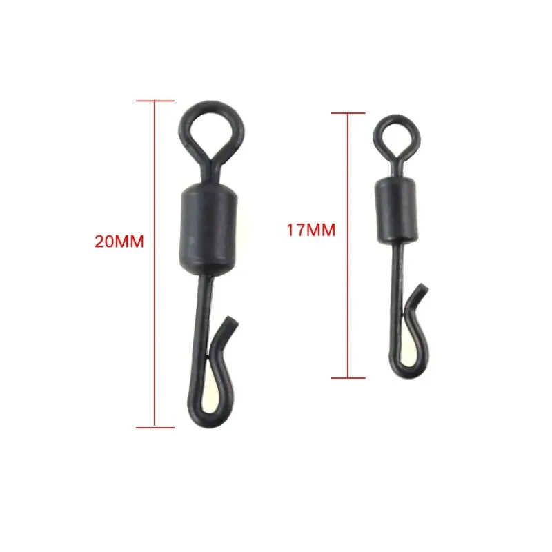 HIRISI Carp Fishing Swivels Quick Change Matt Black for Carp Fishing Rig Fishing Terminal Tackle Pack of 20 Zpaxo