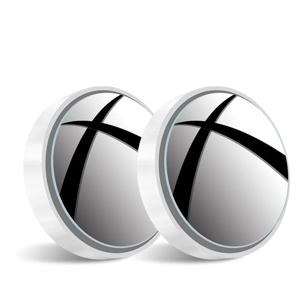 Round Frame Blind Spot Mirror 360 Degree Adjustable Convex Rearview Zpaxo White