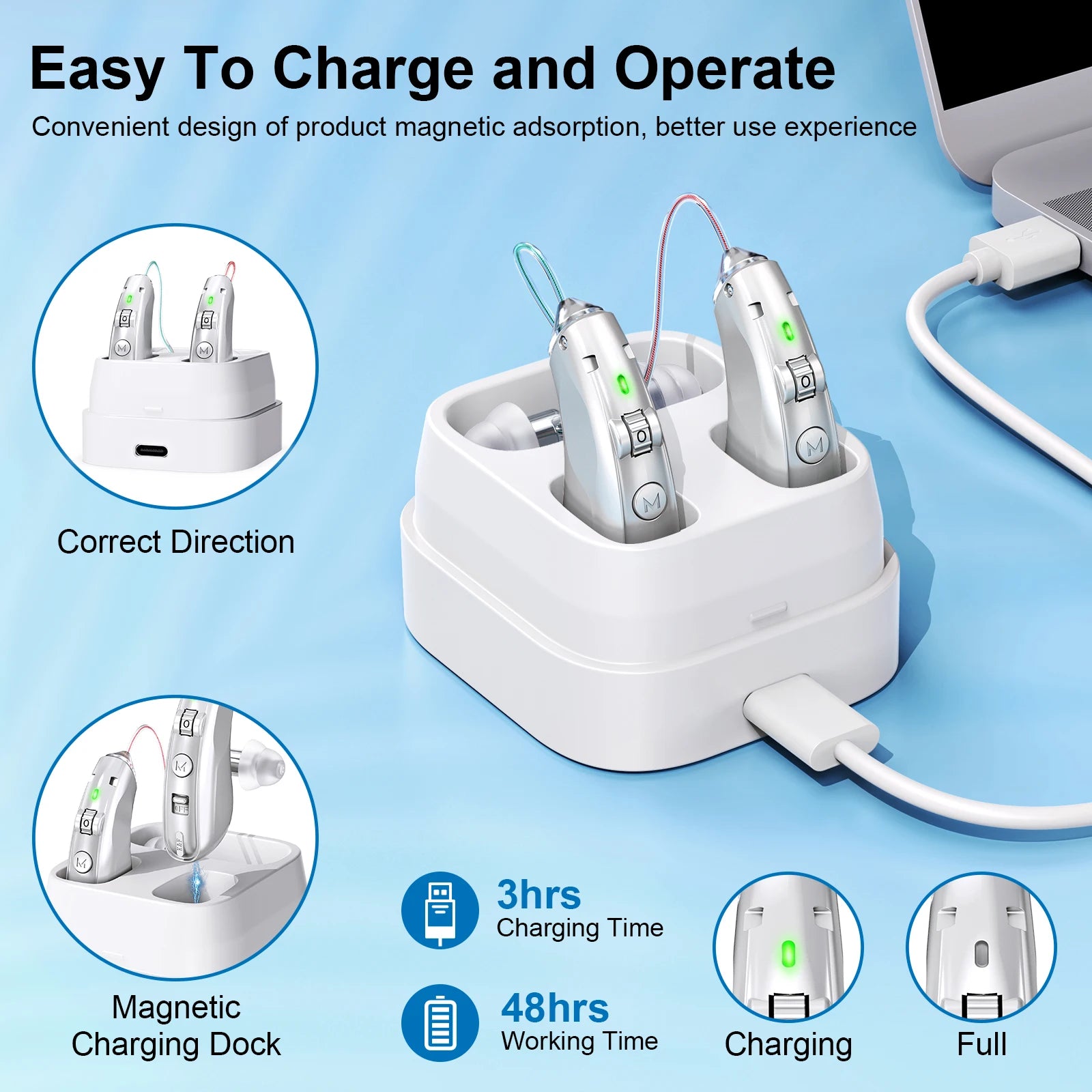Rechargeable Behind-the-ear Hearing Aid Elderly Noise-cancelling