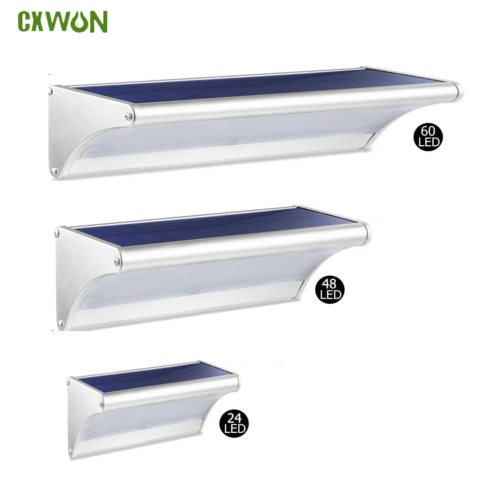 Outdoor Solar 60/48/24Led Lamp Waterproof Motion Sensor Solar Wall Lights Aluminum Alloy Home Security Solar Flood Light 6000mAh Zpaxo