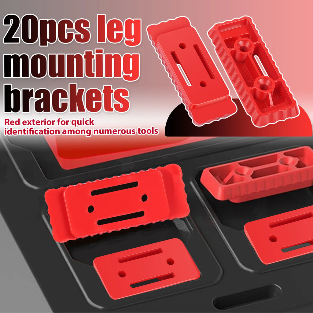 20Pcs Mounting Feet Set for Milwaukee Packout System Heavy Duty Plastic Brackets Pre-drilled Holes for Workshop Garage DIY Home Zpaxo