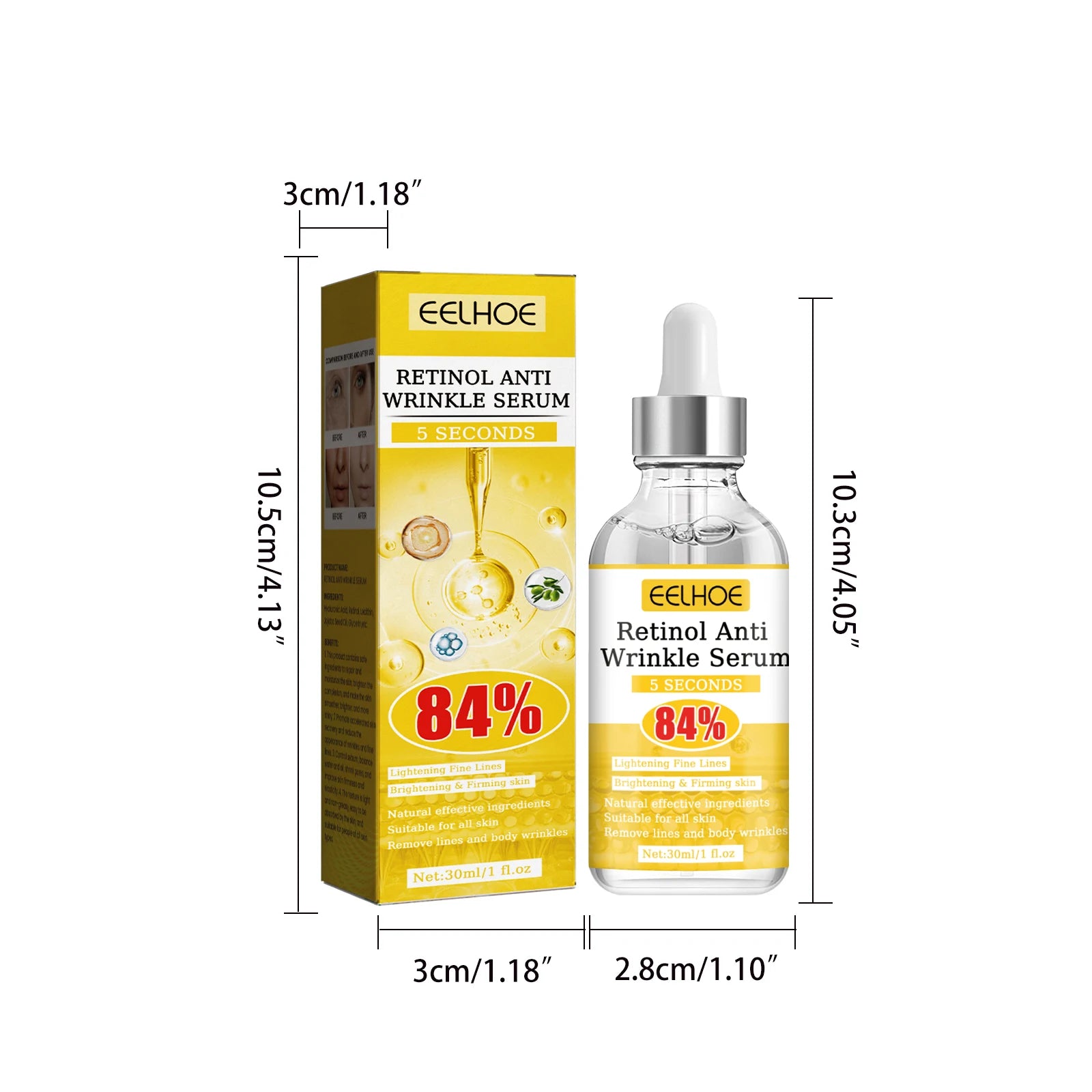Retinol Anti-Wrinkle Serum Anti Aging Face Lifting Firming Fade Fine Lines Moisturizing Skin Care Hyaluronic Acid Facial Serum Zpaxo