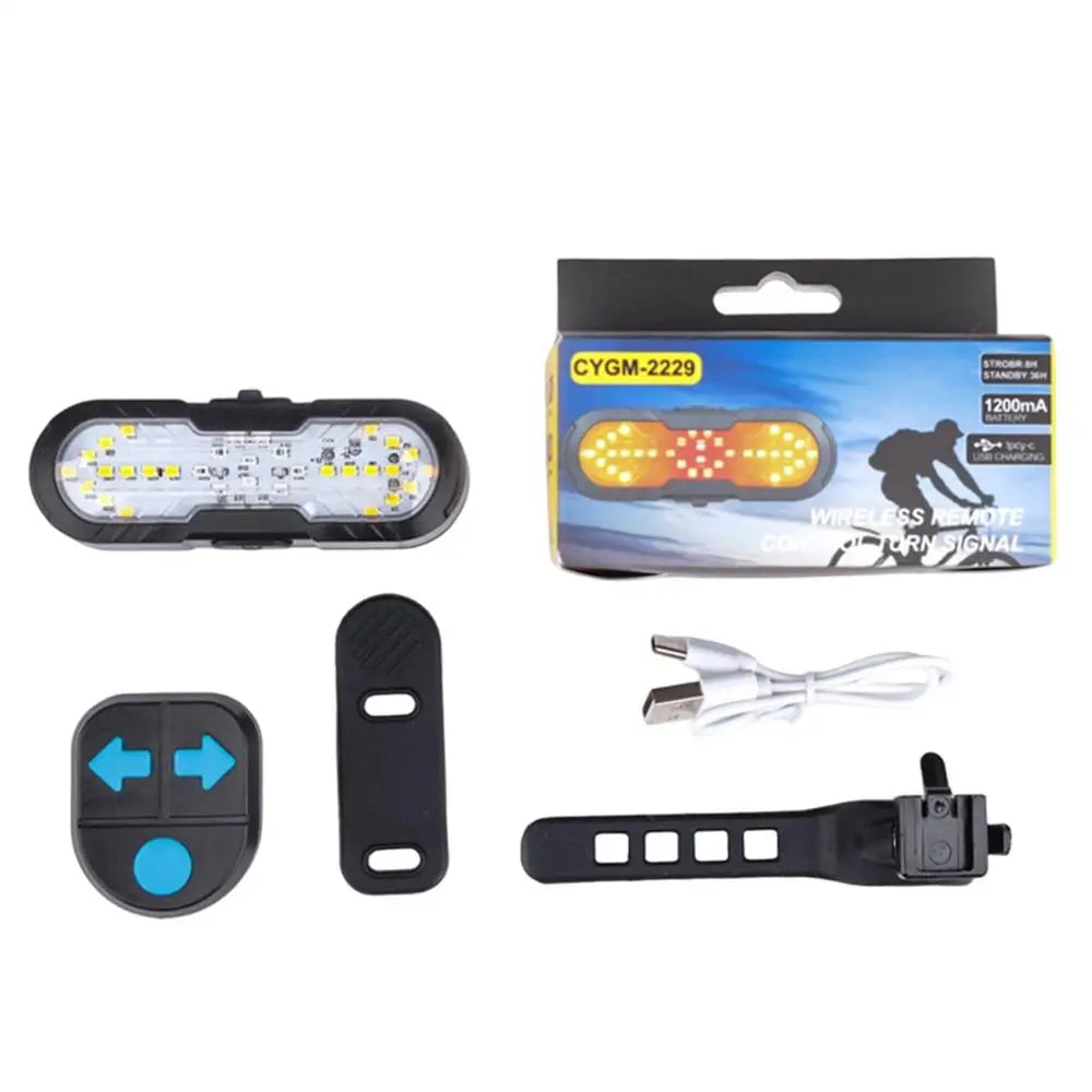 Bike Turn Signal 1200mAh Rechargeable Wireless Remote Control Safety