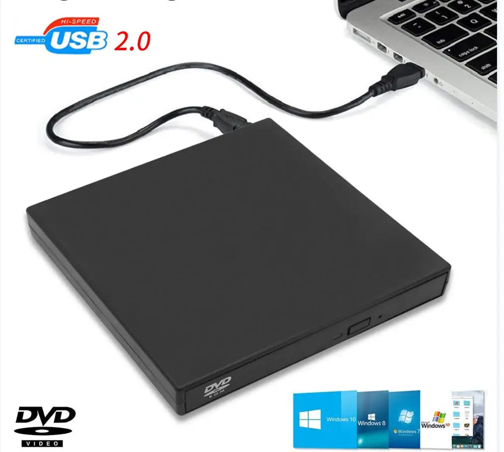USB External CD DVD Drive, USB 2.0 Slim Protectable External CD-RW Drive DVD-ROM Burner Player for Laptops PC Desktop Computer Zpaxo Black