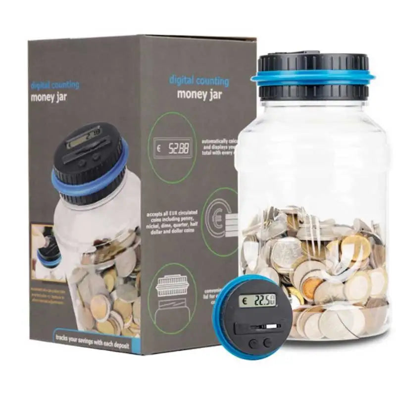 1PC Electronic Piggy Bank Counter Coin - Digital LCD Counting Coin, Money Saving Box Jar, Coins Storage Box For USD EURO Zpaxo Euro G2058C