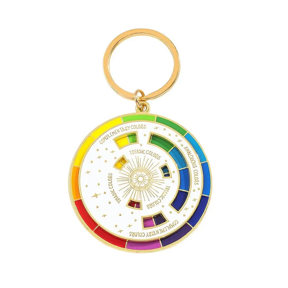 Color Wheel Spinning Color Compass Keychain Palette Rotatable Spinning Compass Metal Pendant Creative Metal Zpaxo white