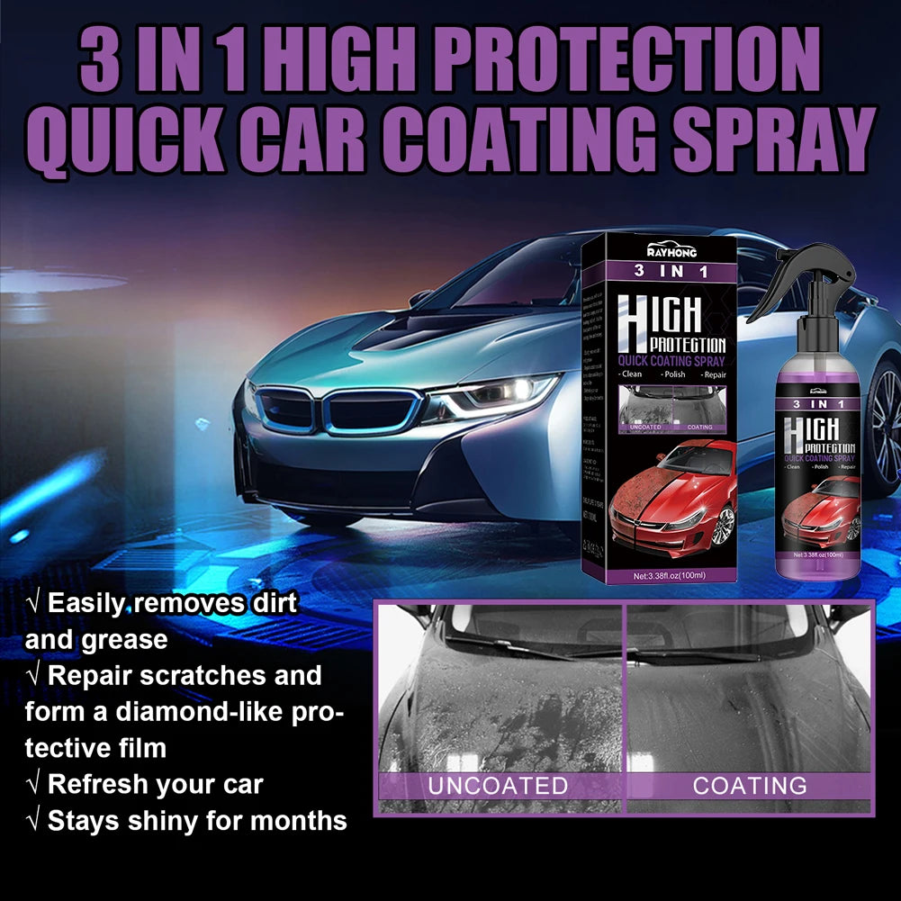 3 In 1 Auto Nano Ceramic Coating 100ml Car Paint Scratch Repair Remover Car Nano Spray Glass Hydrophobic Coating Car Paint Care Zpaxo