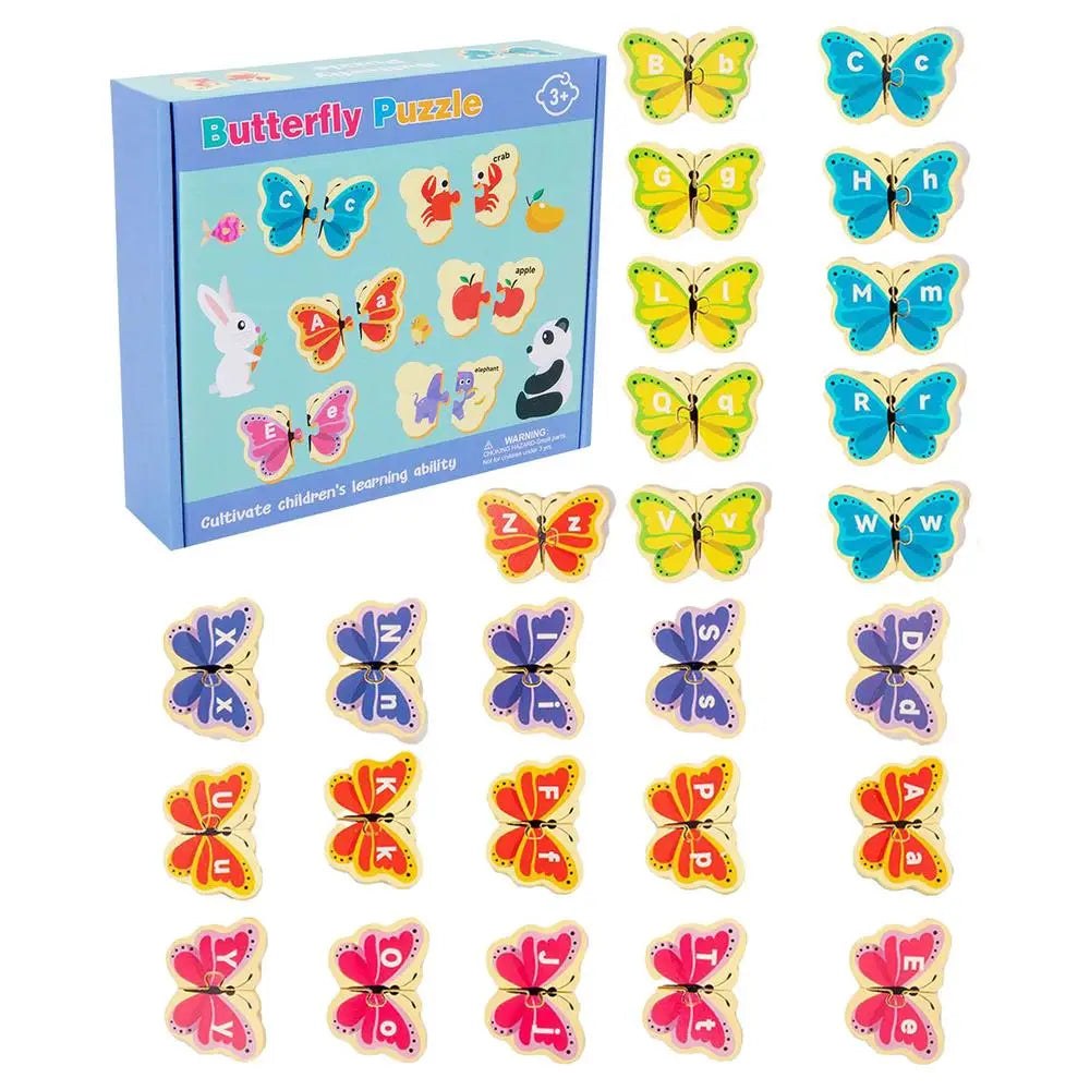 Alphabet Animal Puzzle Wood Animal Brain Teasers Toy Fine Motor Skills Learning Alphabet Puzzle For Kids 3 Years Kindergarten Zpaxo Butterfly United States